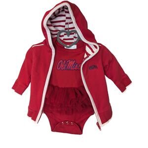 Two Feet Ahead Ole Miss Jacket and Onsie Girls Size Newborn Onsie and 6M Jacket